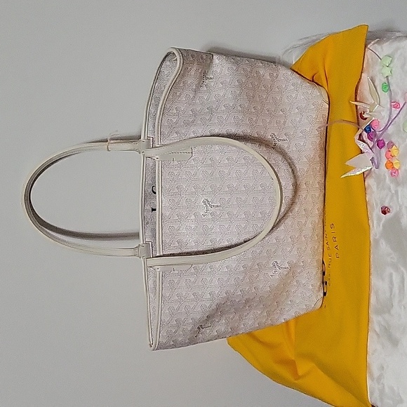 GOYARD Artois White Chevron Tote St Louis Canvas Coated PM Tote Bag - Picture 2 of 10